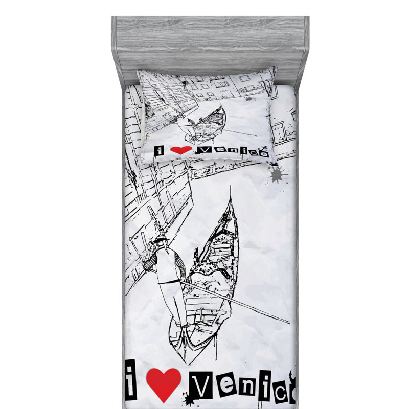 Grunge Microfiber Sheet Set, Twin XL Sheet Set + Fitted Sheet + 1 Pillowcase