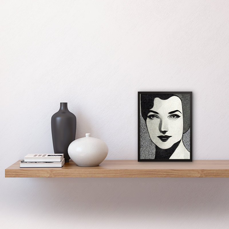 Art Deco Black White Girl Portrait - Single Picture Frame Print, 25.9cm H x 20.6cm W x 1.5cm D