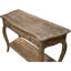 Console rustique - bois flotté / blanc naturel - 42 po avec pieds courbés, bords festonnés et tablette inférieure, décoration intérieure texturée de style antique