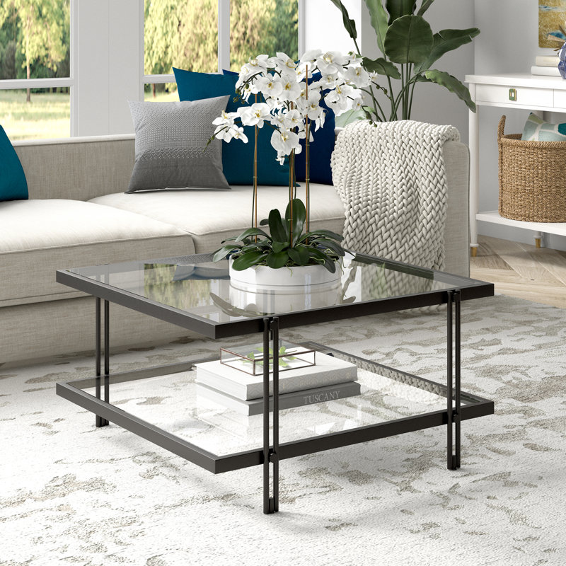Inez Glass Top Coffee Table, Black