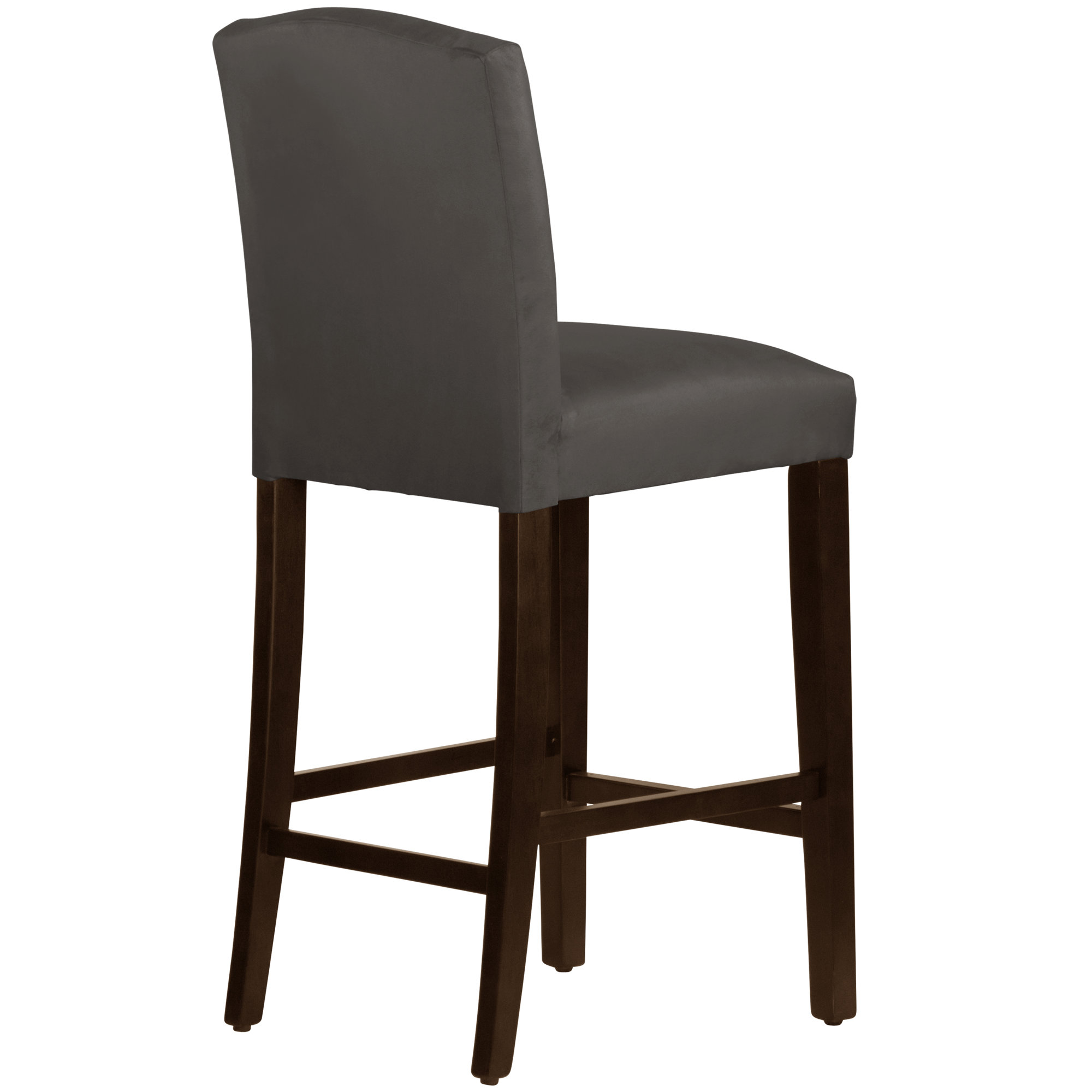 April Upholstered Stool, Classic Pearl Performance Velvet, Black Wood, Bar Stool (31" Seat Height)