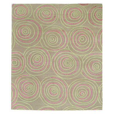 Ring a Ding Hand Woven Silk and Wool Geometric Area Rug