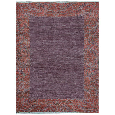 Hand-Knotted High-Quality Red and Gray Area Rug
