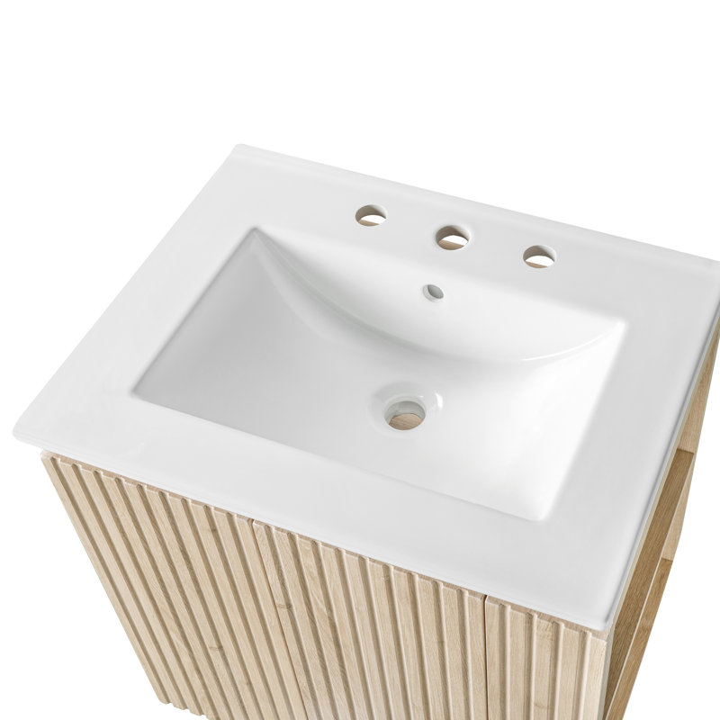 Meuble-lavabo suspendu de 61 cm avec lavabo en céramique