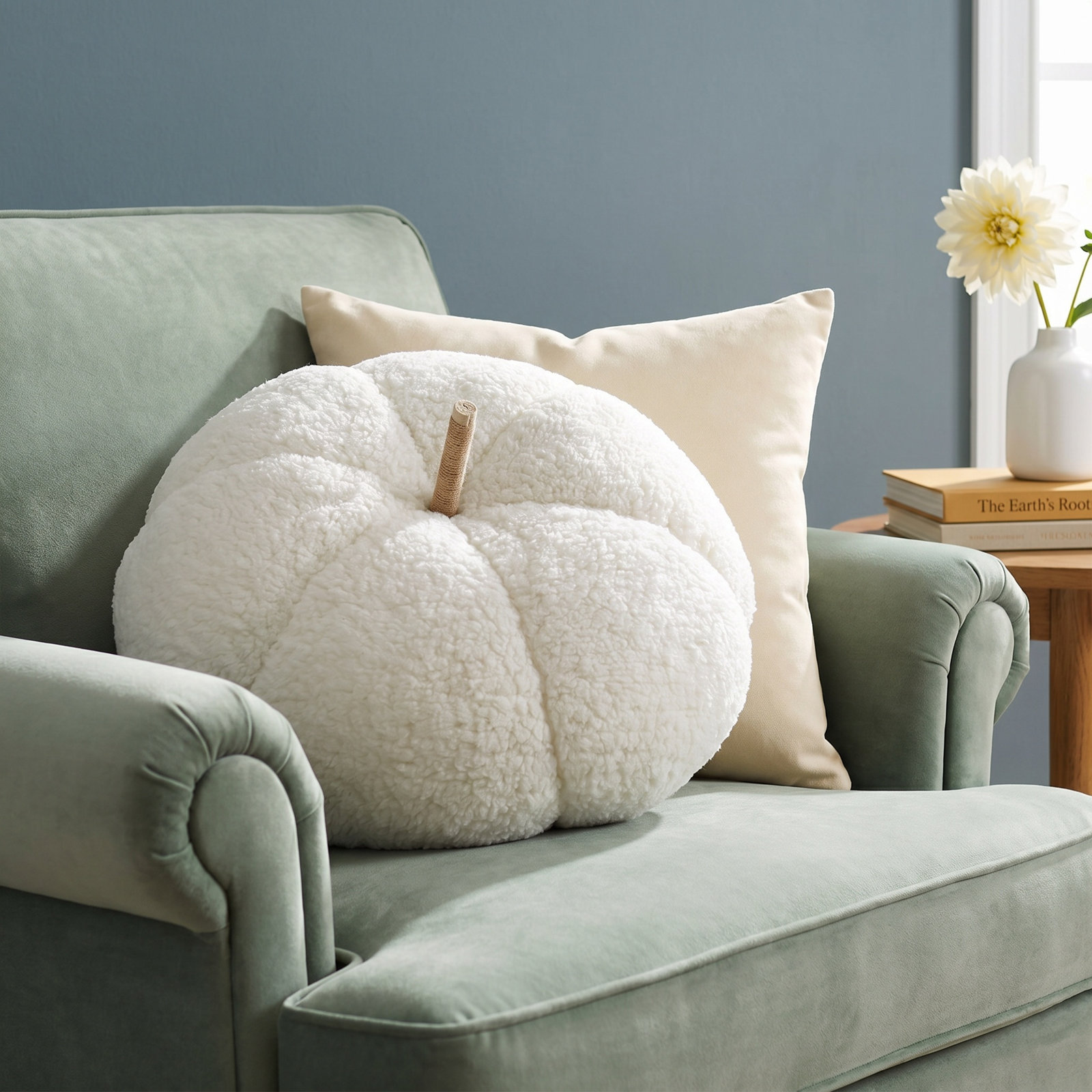 18" x 18" Sherpa Pumpkin Shaped Pillow