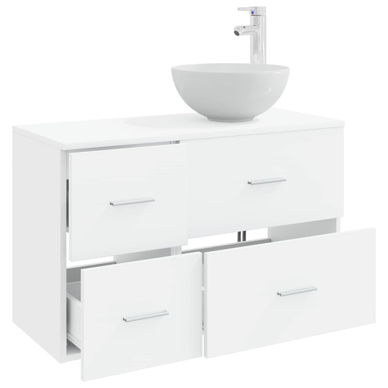 Vanity & Mirror Set, White