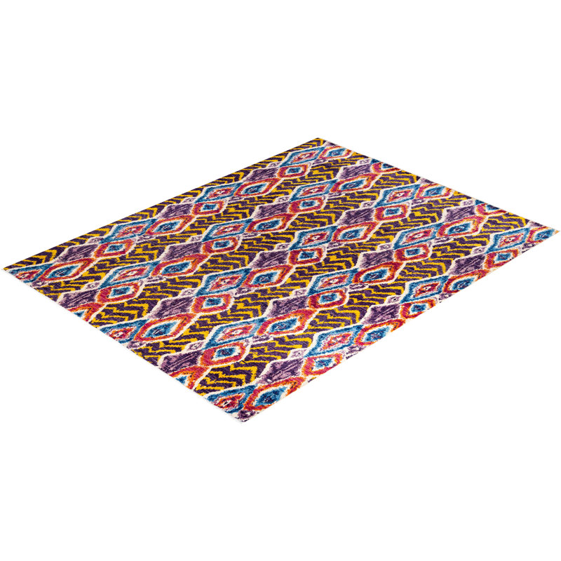 Contemporary One-of-a-Kind Rectangle 7'10" X 10'4" Hand Knotted Area Rug