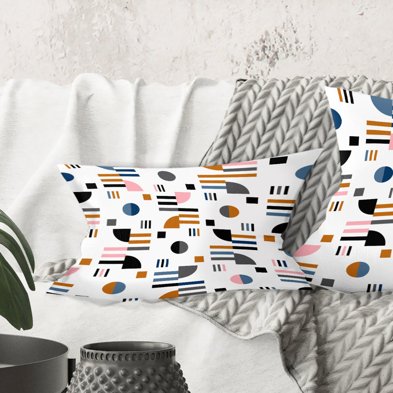 Coussin décoratif rétro à motif abstrait Mid-Century