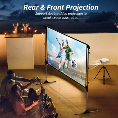 Projector Screen With Stand 120 Inch 16:9 Hd 4k Portable Indoor Outdoor Movie Screen Foladable Outdoor Projection Screens For Office,home Theater, Bac -  NIERBO, TS120WF