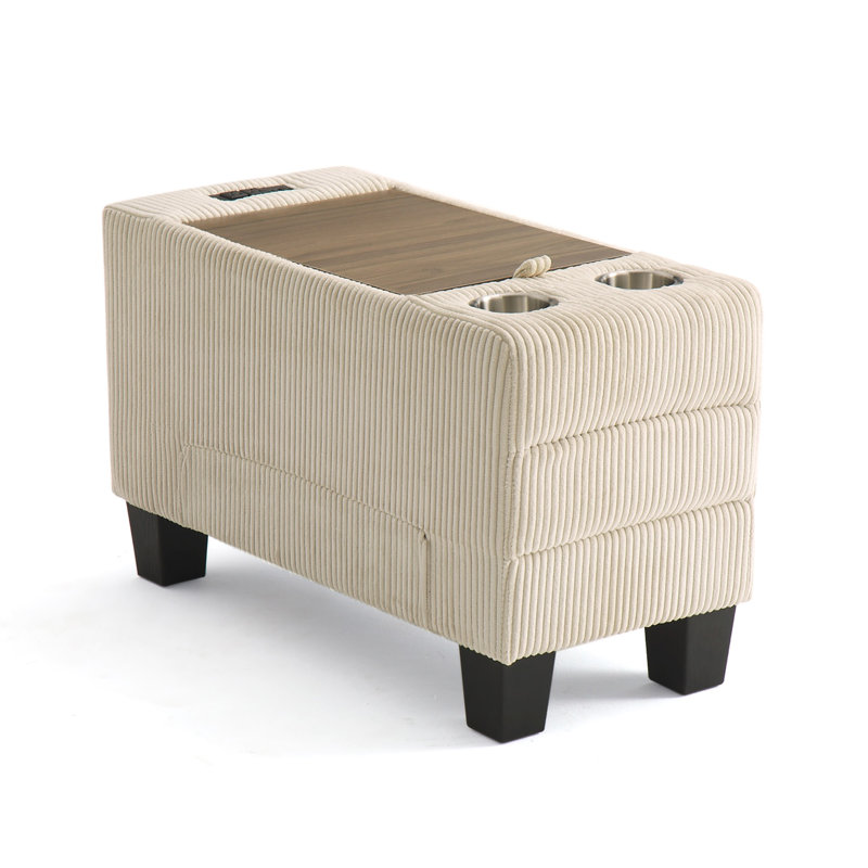 Table de bout modulaire avec rangement et porte-gobelets 15,3 po Colbey, Beige