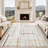 Modern Machine Washable Rug for Living Room Abstract Geometric Non Slip Ultra Thin Throw Rug Foldable Soft Stain Resistant Striped Accent Rug for Bedroom-1248662315