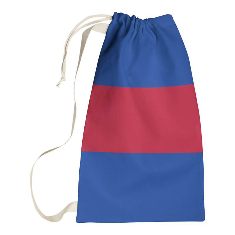 Fabric Laundry Bag with Handles, 29" H x 18" W x 1.5" D, Blue/Red/Blue