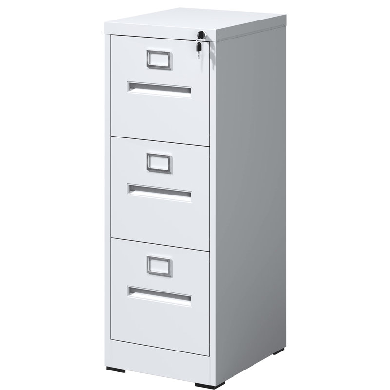 Vertical File Cabinet With 3 Drawers And Lock, A4/Legal Letter Organization, Office Must - Have, Cold Rolled Steel, Waterproof Surface, Simple Installation Essential, Quick Assembly