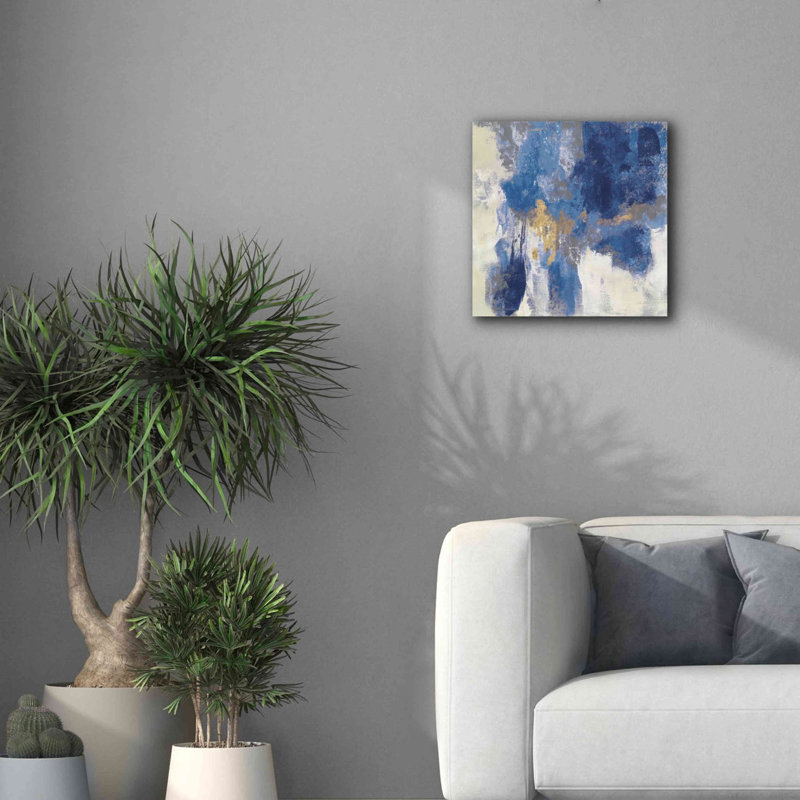 «Sparkle Abstract II Navy» par Silvia Vassileva, art mural sur toile, H 18 po x l 18 po x P 0,75 po