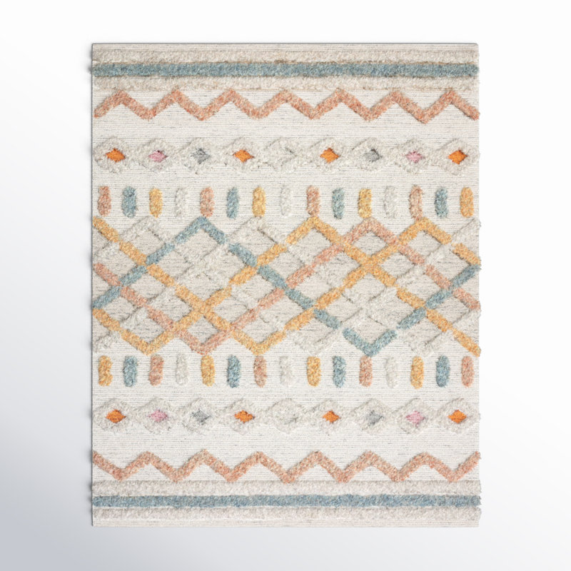 Kara Hand-Tufted Wool Ivory Rug, Rectangle 8' x 10'