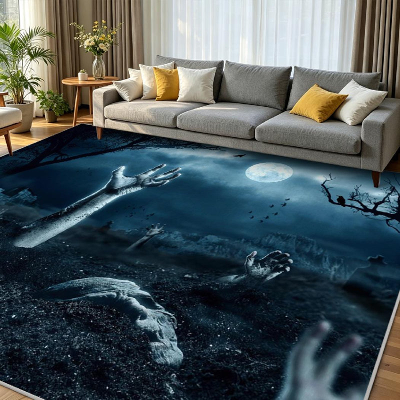 Tapis d'intérieur transparent Zombie of Halloween, Rectangle 79 po x 118 po