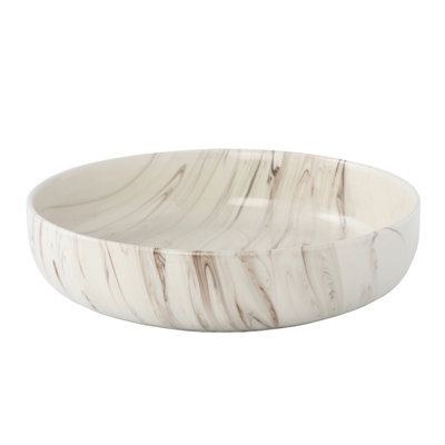 Lorren Home Trends Stoneware Serving Bowl,  Inch Matte Marble Pattern, Matte And Swirls, 96 Oz Capacity, Dishwasher And Microwave Safe