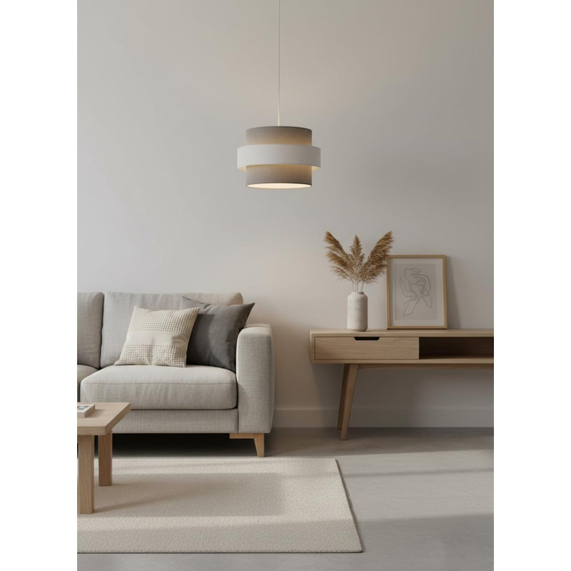 21 cm H Cylinder Cotton Pendant Shade ( Screw On ), Grey