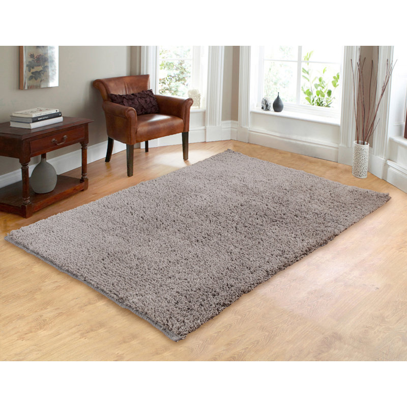 Tapis argenté à poils longs fabriqué à la main Headland, 5 pi x 7 pi