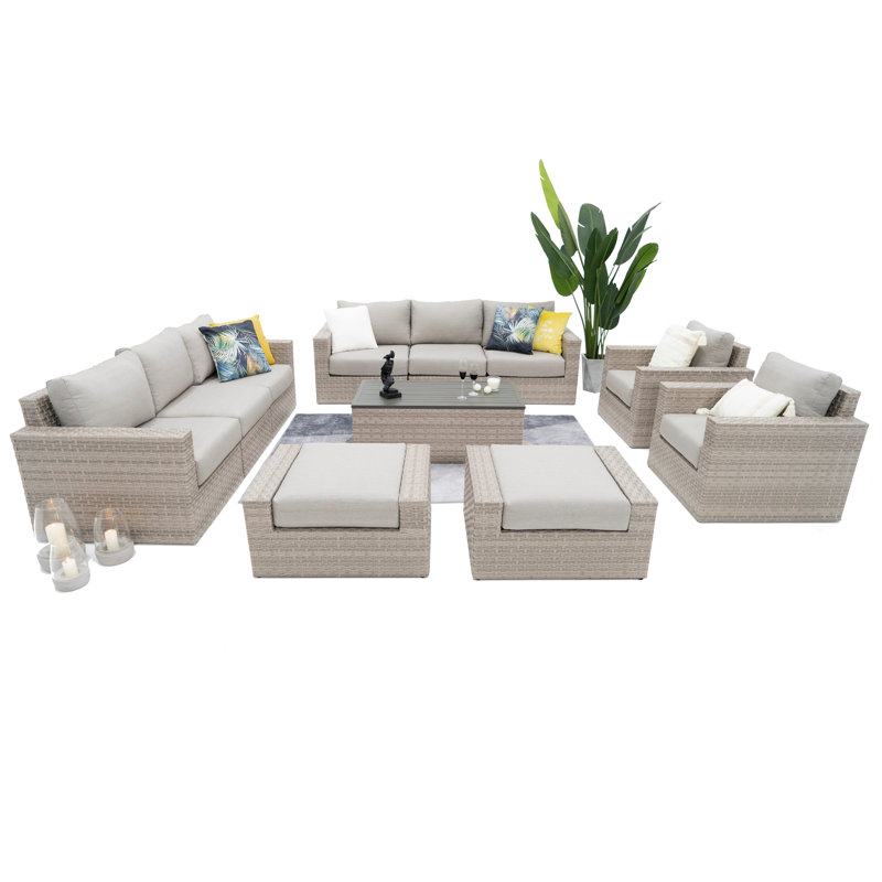 Avrahom 9-Piece Deep Seating Set, Light Gray