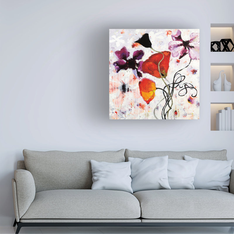 Œuvre d'art sur toile Coquelicot noir, H 14 po x l 14 po