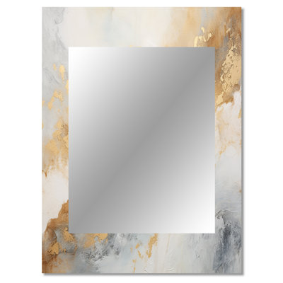 Gold And White Magic Marble Geode III - Marble Unique Wall Mirror, Modern Mirror, Printed Metal Art