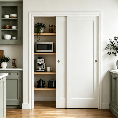 Shaker Style Sliding Closet Door White 1 Panel with Frame Kit Modern Interior Door for Pantry, Closet and Laundry Room