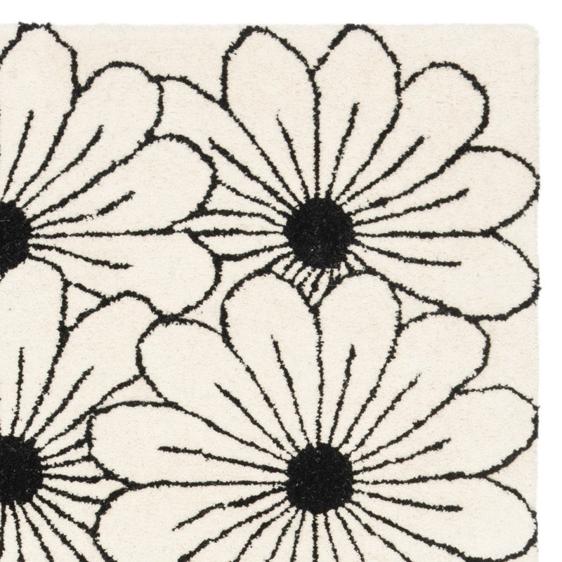 Avayah Soho Hand Tufted Wool And Viscose Floral Rug, Square 6'