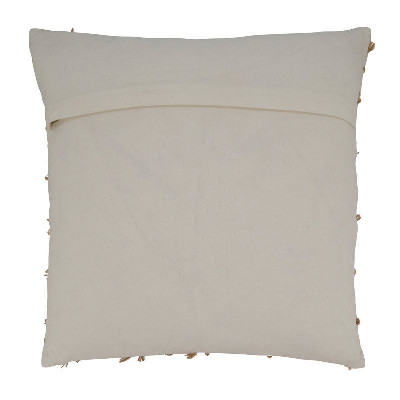White Square Embroidered Down Filled Throw Pillow