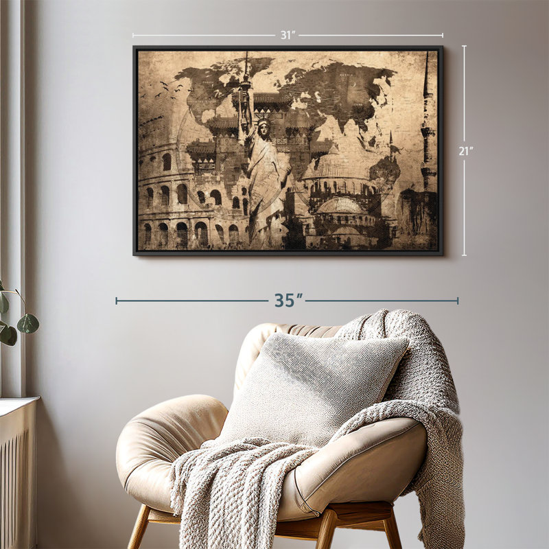 " Landmarks World Map Canvas Print ", 21" H x 31" W