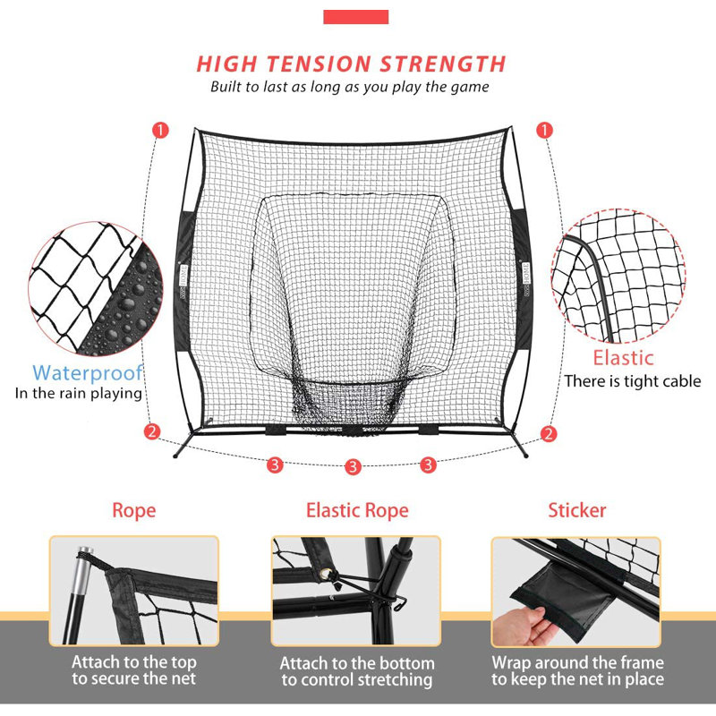 Baseball Softball Practise Goal Net with Carrying Case, Black
