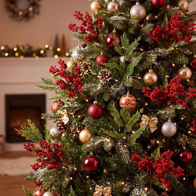 RattanView 16-Piece Christmas Red Berry Stem Branches, 18.5-Inch Cedar Pine Berry Picks for Tree, Wreath, Garland & Holiday Décor