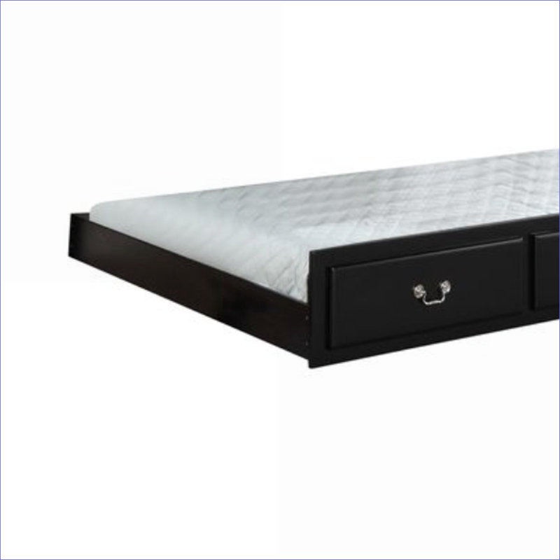 Lit gigogne simple, espace supplémentaire pour les chambres d'amis et les chambres d'enfants, finition noire transitionnelle | Noir | Bois synthétique