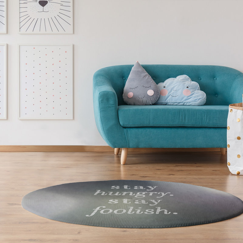 Tapis en polyester à l’arrière-plan multicolore en poly chenille, Rond 5 pi