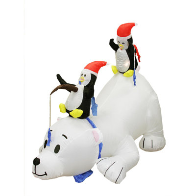 Décoration de Noël extérieure gonflable 6 'avec ours polaire et pingouins