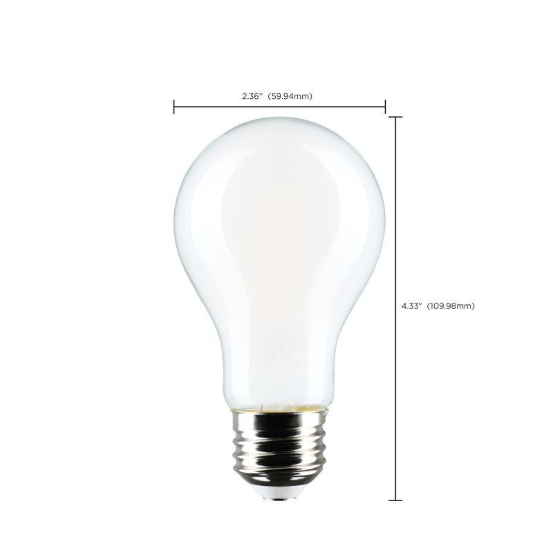 8 Watt LED A19 3000K-2000K Warm Dimming Medium Base Frost Finish, White