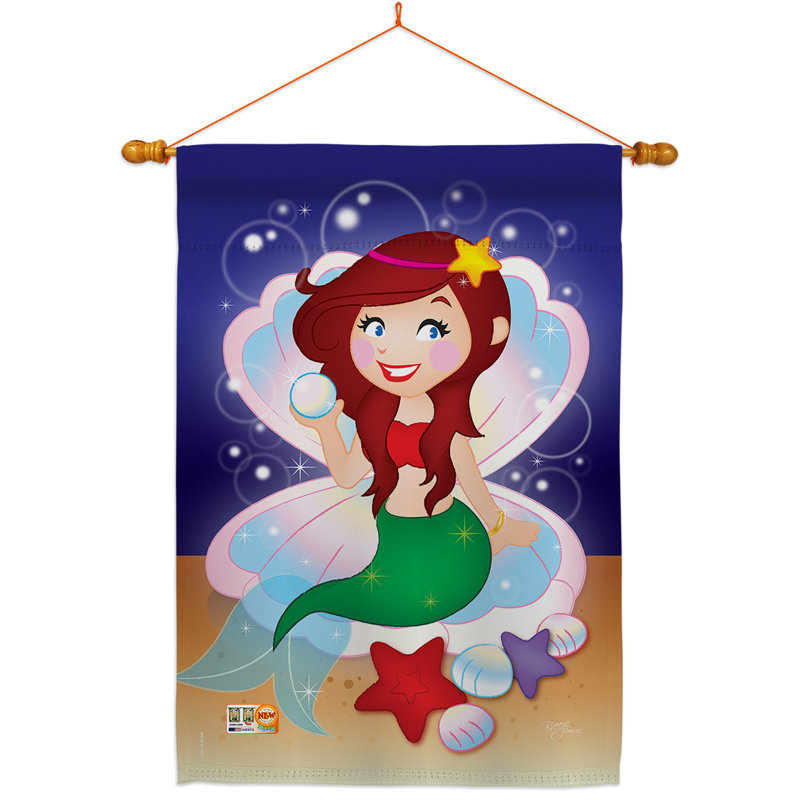 Mermaid polyester 2 faces 40 x 28 po Ensemble de drapeaux
