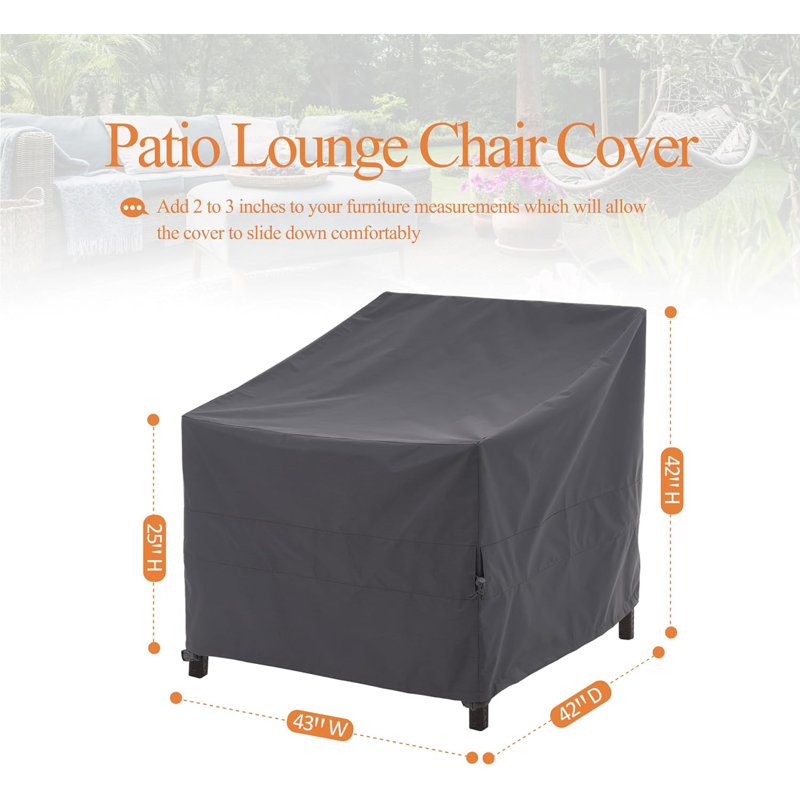 Premium Waterproof Outdoor Patio Chair Covers: Latest Rip-Stop Fabric, 3-Year Warranty, 42" H x 43" W x 42" D, Gray