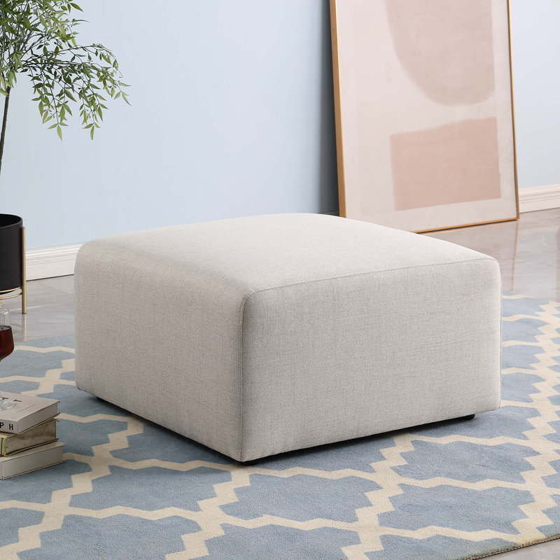 Canapé-repose-pieds, tissu chenille beige L 29,92 po x l 29,92 po x H 16,73 po (longueur x largeur x hauteur)
