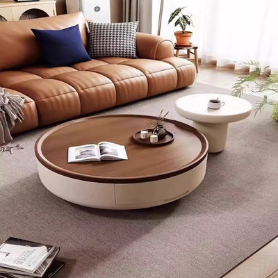 Modern style round wooden tea table