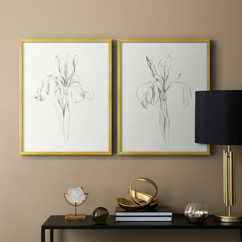«I Neutral Iris S croquis», reproduction encadrée de qualité supérieure - prêt à être accroché - aucun clou requis - aucun clou requis
