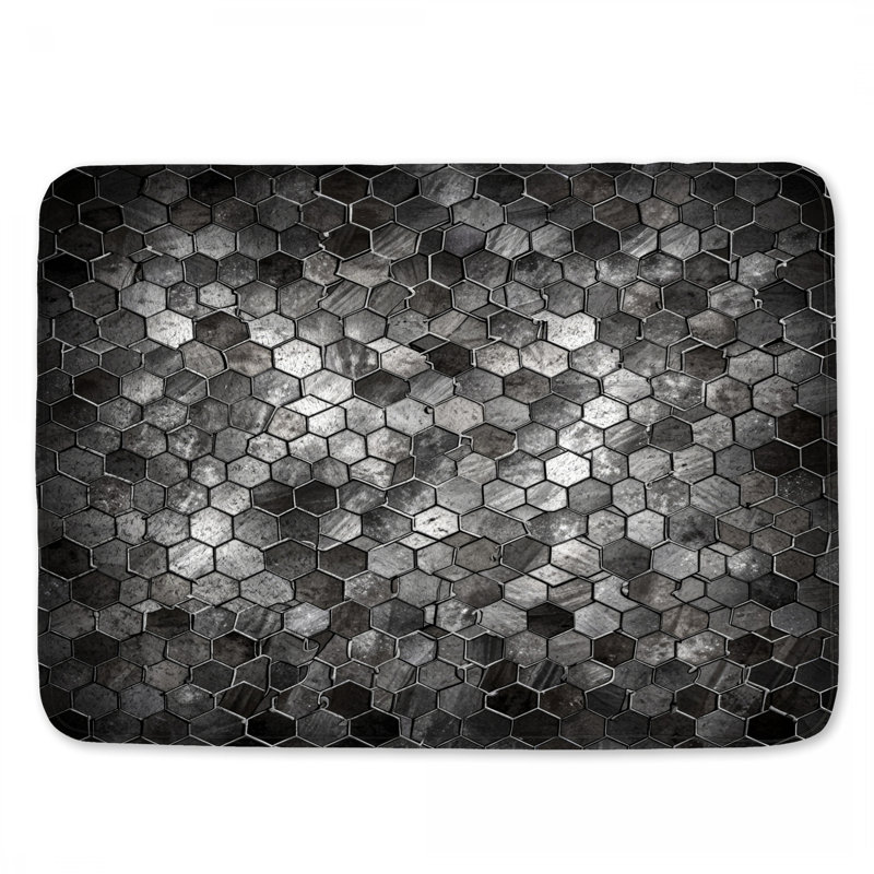 Tapis de bain Metallic Hexagon Tiles, L 34 po x L 21 po