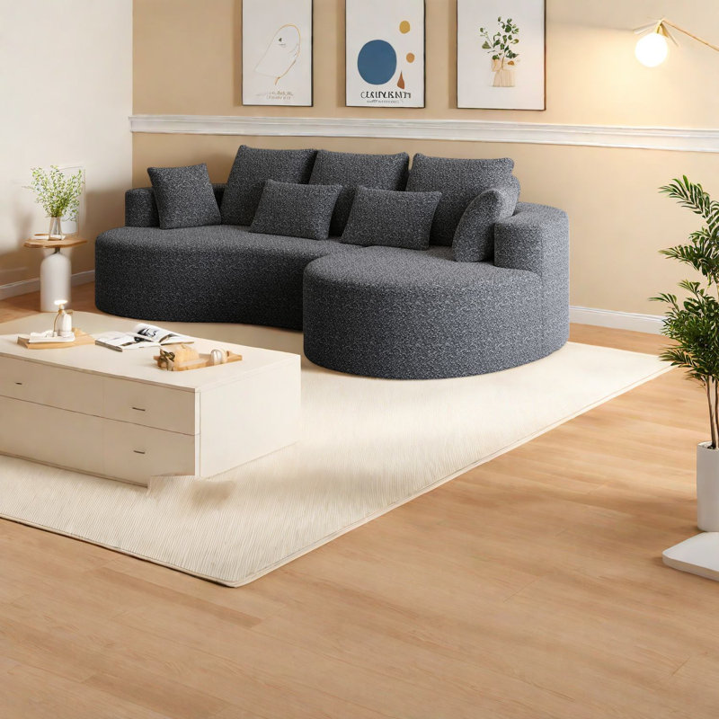 Modulaires spacieux en chenille, design incurvé moderne pour le salon