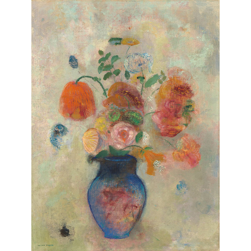 Large Vase With Flowers by Odilon Redon - Wrapped Canvas Painting, 100cm H x 70cm W x 4cm D