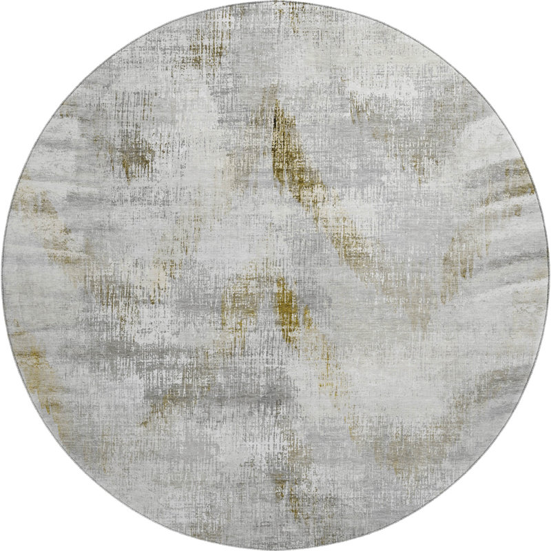 Premium Machine Washable Prisco Taupe Rug, Round 8'