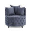 Chaise pivotante rembourrée en velours pour le salon, avec capitonnage à boutons et roues mobiles, comprenant 3 coussins, gris