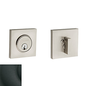 Contemporary Square Single Cylinder Deadbolt, Satin Black