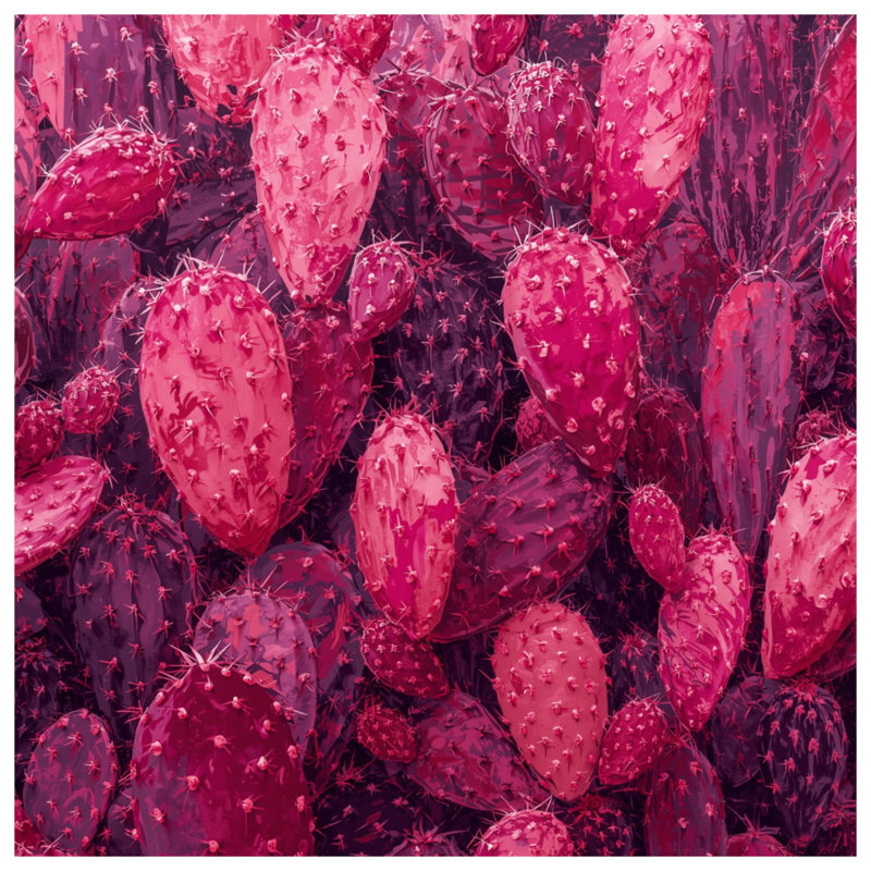 Cactus rose avec cactus, Lit simple