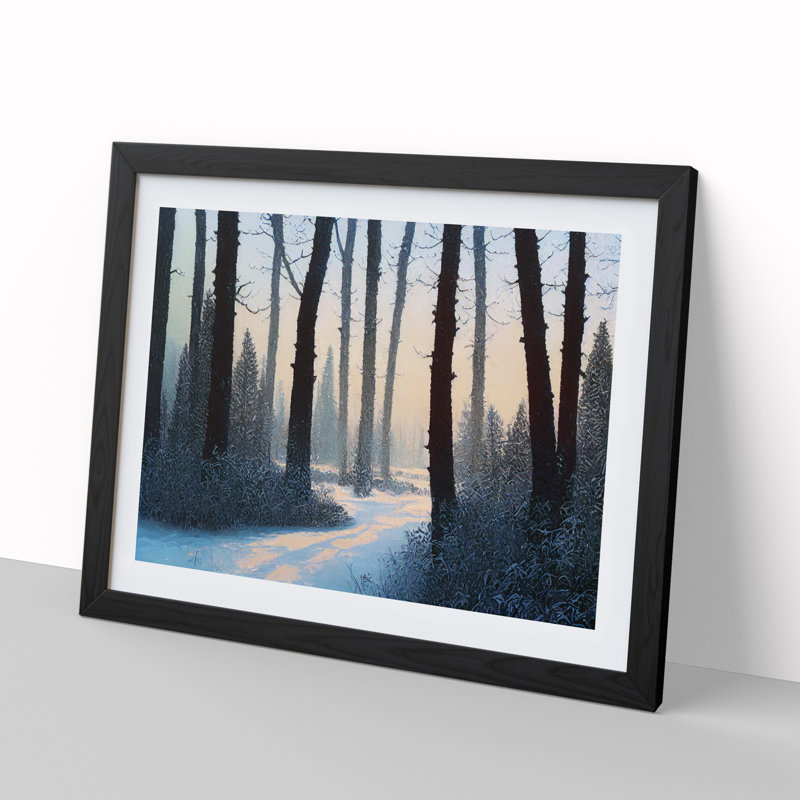 Compelling Winter Forest - Single Picture Frame Print, 25cm H x 34cm W x 2cm D, Black