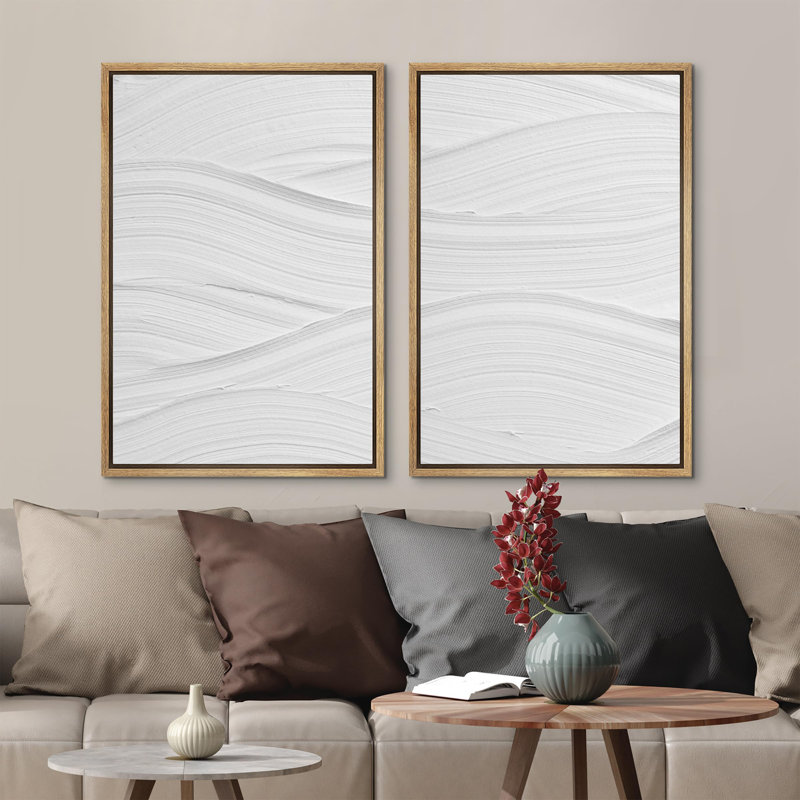 " Subtle Elegance And Soft Contours " 2 - Pieces on Canvas, Natural Framed, 24'' H x 16'' W